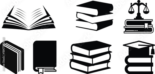 Creative black open book logo vector design illustration. Book icon. open book icon vector. ebook icon.Open book icon isolated on transparent background.Knowledge icon in editable stroke