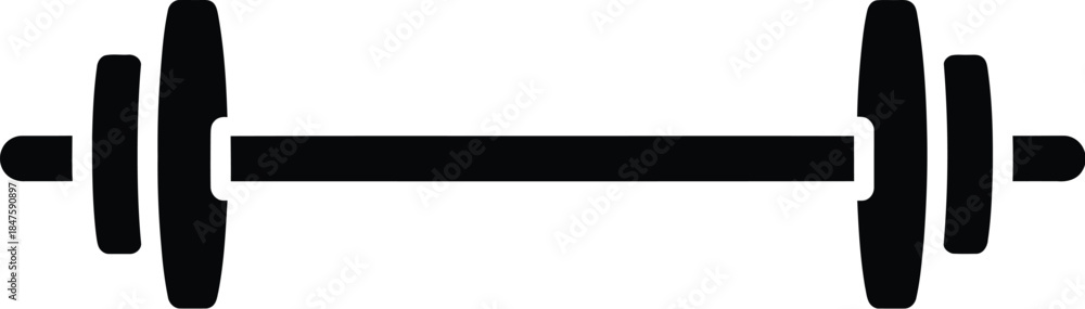 Fototapeta premium Simple black dumbbell icon on white background