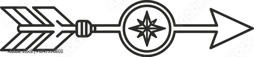 Arrow with compass icon symbolizing navigation and direction