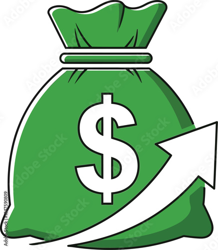 Increasing money bag with dollar sign