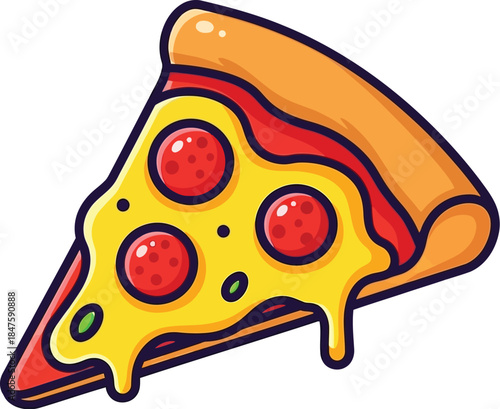 Delicious slice of pepperoni pizza with melted cheese