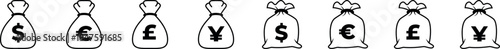 money bag icon set