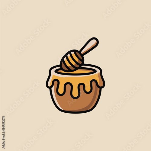vector illustration of a honey comb pot