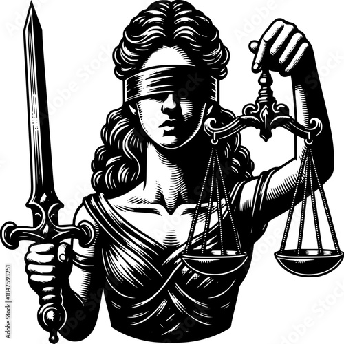 Ancient knight statue holding a sword and shield symbolizing justice