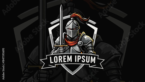 Knight Armor Emblem Featuring Sword and Shield - Gaming Mascot Logo