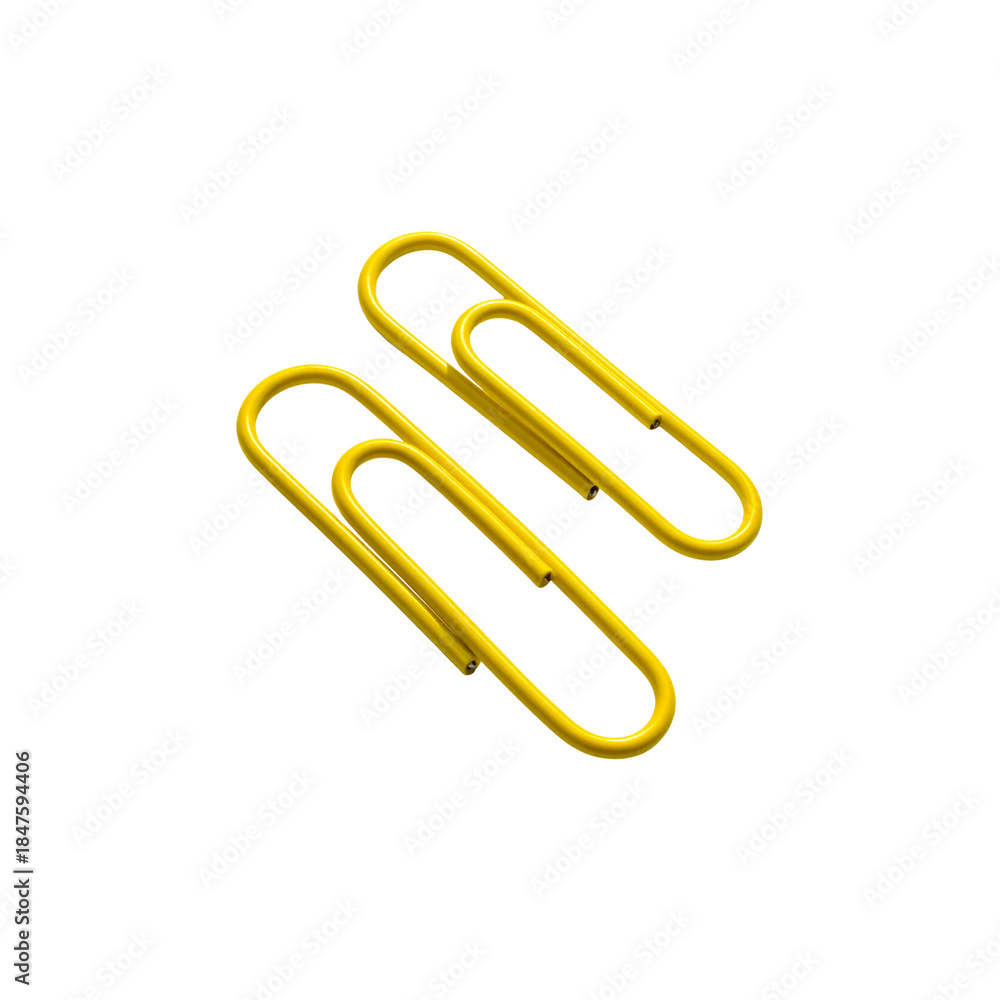 Obraz premium A set of metal paper clips and document clips on a white background