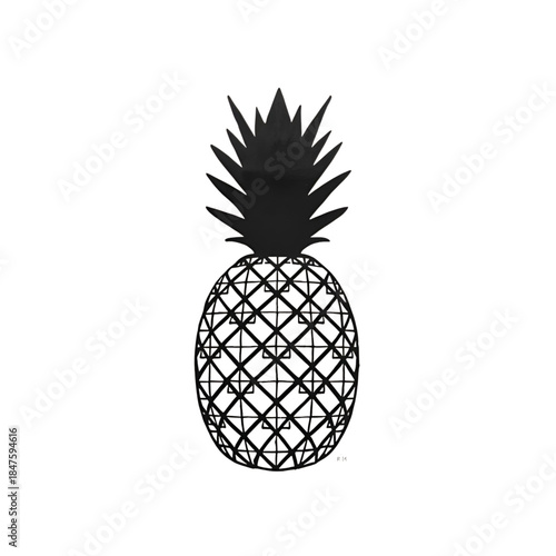 Pineapple vector illustration on black background with fresh tropical fruit design