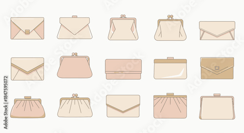 Collection of Handbags and Clutches in Various Styles.