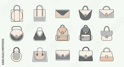 Collection of Handbags and Purses Icons.
