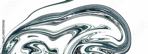 Abstract swirl pattern with dark green and white colors. Monochrome Fluid Marble Swirl on White Background. Abstract Black and Gray Liquid Ink Wave Texture with Organic Flow.