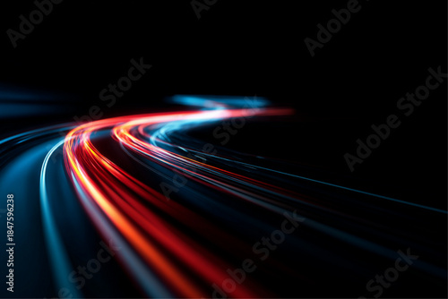 Neon laser streaks curl along shadowed city road. Swirling lines highlight fast movement, velocity streams, glowing trails, kinetic motion futuristic energy pathways, dynamic night illumination vector