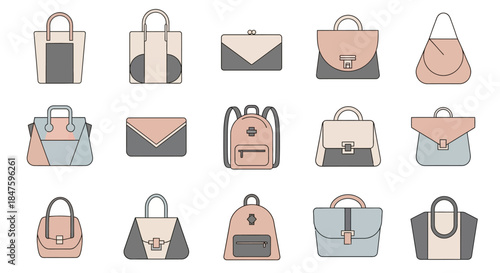 Handbag and Purse Illustrations in Various Styles.