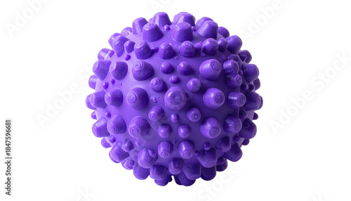 Purple, bumpy ball against a black background, focusing on texture and spherical form with subtle shadows