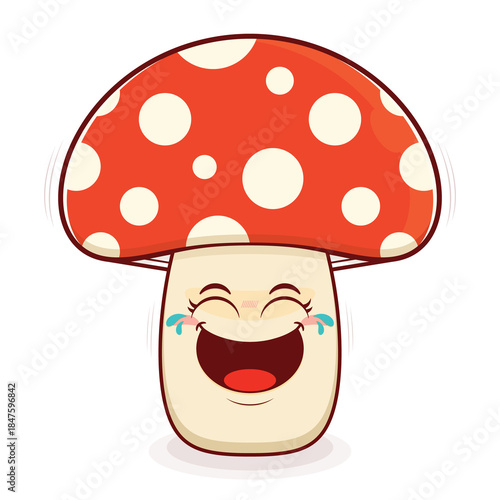 mushroom laughing face cartoon cute