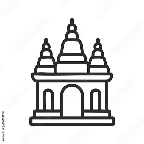Minimalist Asian Temple Icon Outline Drawing Vector Graphic