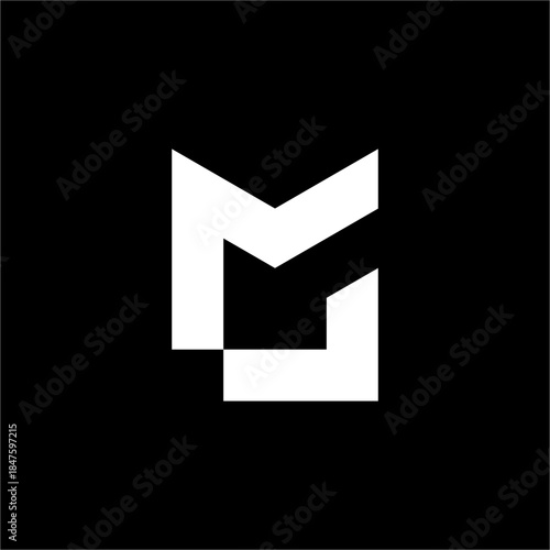 A sleek, abstract G and M fusion using modular blocks. Perfect for digital security or innovative software development.