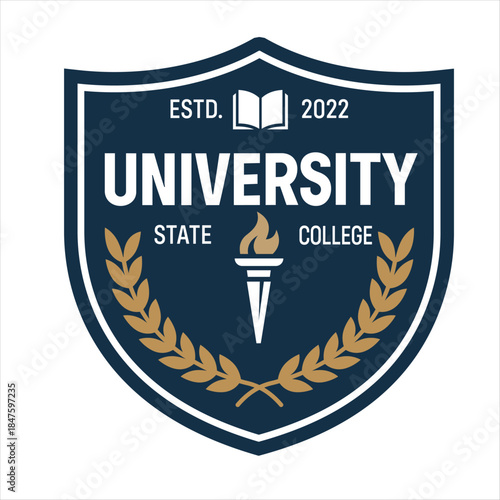 Academic badge and shield logo vector for schools, universities and colleges, ideal for education branding, certificates, awards, graduation materials and institutional identity design