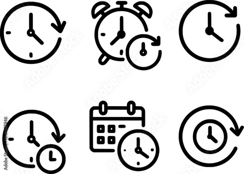 Automatic update scheduler line icon set