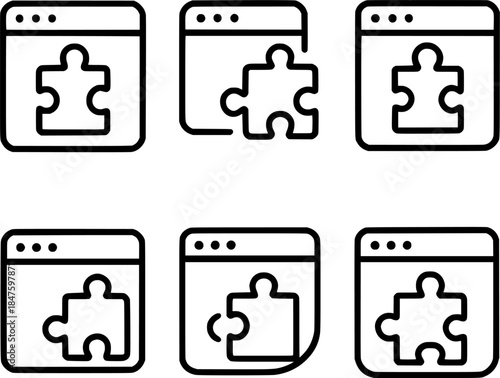 Browser Extension Line Icon Set