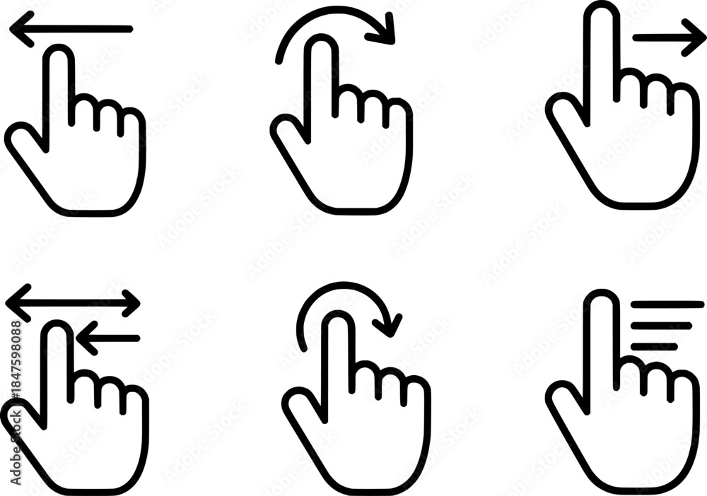 Fototapeta premium Gesture swipe interaction icon set