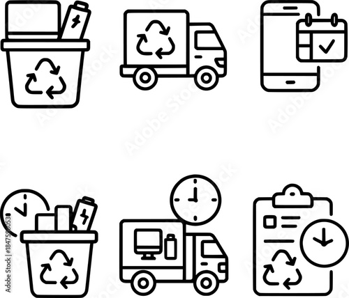 E waste recycling pickup scheduler icons