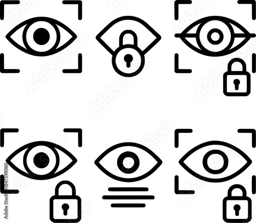 Eye scanner biometric login vector icons