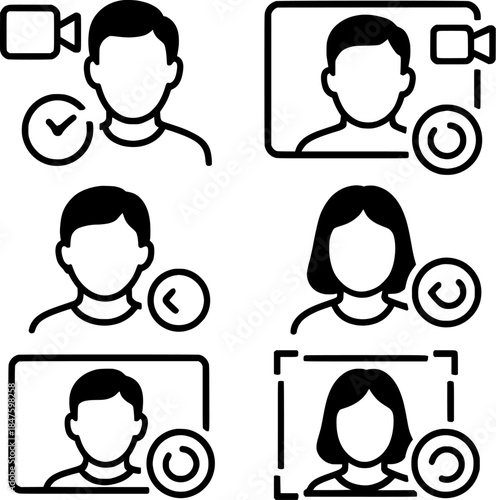 Real time face blur video processing icon set