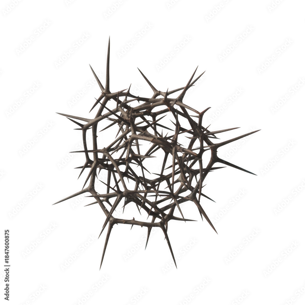 Fototapeta premium Metal thorn ball spikes isolated on a transparent background