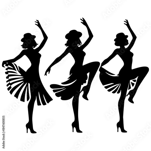 Cancan Dancers Silhouette.