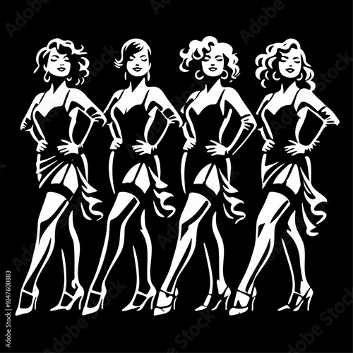 Cancan Dancers Silhouette.