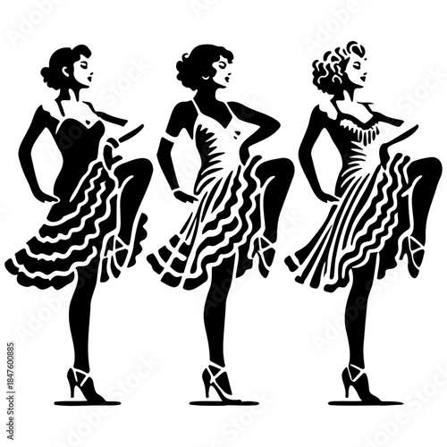 Cancan Dancers Silhouette.