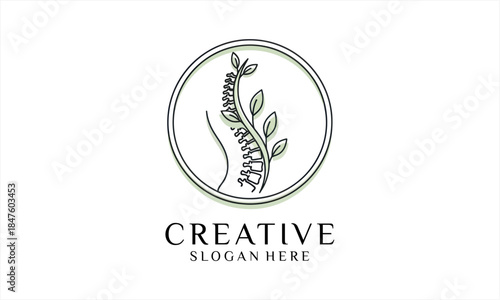 Elegant Spine and Botanical Logo for Wellness and Chiropractic Care.
