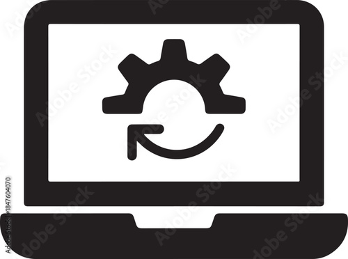 Laptop screen displaying refresh icon