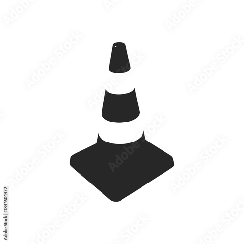 Black and white traffic cone retro vintage illustration in vector style