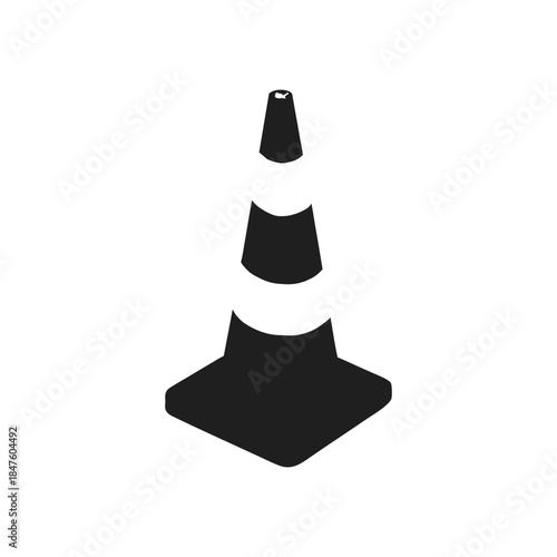 Black and white traffic cone retro vintage illustration in vector style