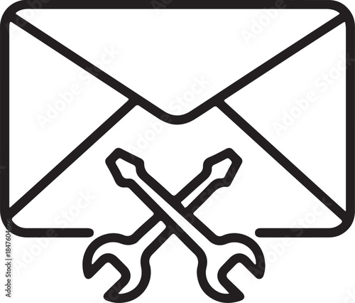 Envelope icon with crossed wrench and screwdriver tools