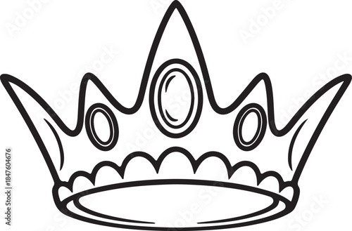 A black and white line drawing of a crown