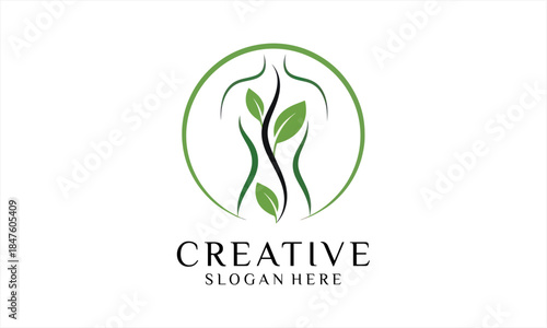 Human body outline with green leaves, symbolizing natural health and wellness.