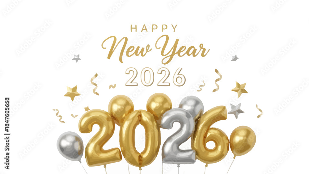 Obraz premium Happy New Year 2026 Gold Luxury 