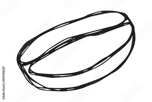 Hand drawn fresh roasted coffee bean Arabica robusta seed doodle Single element for print, web, design, decor