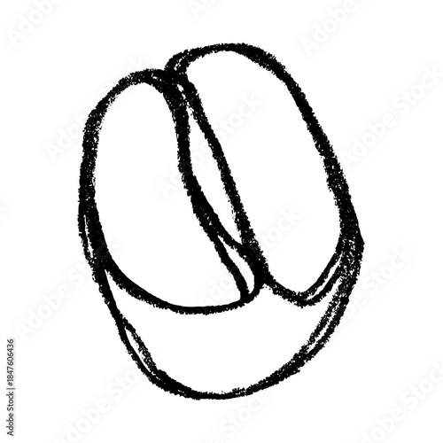 Hand drawn fresh roasted coffee bean Arabica robusta seed doodle Single element for print, web, design, decor