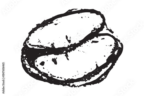 Hand drawn fresh roasted coffee bean Arabica robusta seed doodle Single element for print, web, design, decor