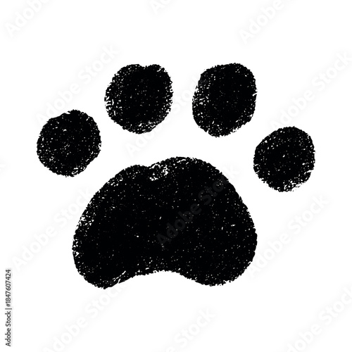 Hand drawn cute cat's paw Cat, dog, animal footprint in doodle style Single element for print, web, design, decor, greeting cards, children's prints