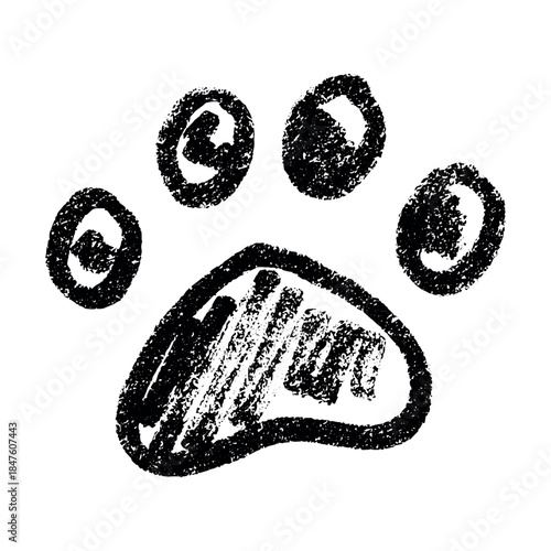 Hand drawn cute cat's paw Cat, dog, animal footprint in doodle style Single element for print, web, design, decor, greeting cards, children's prints
