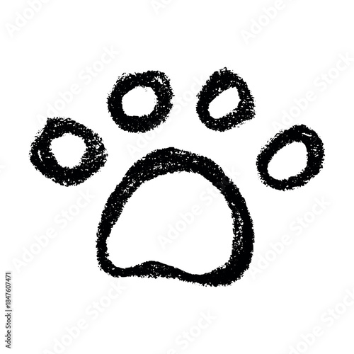 Hand drawn cute cat's paw Cat, dog, animal footprint in doodle style Single element for print, web, design, decor, greeting cards, children's prints