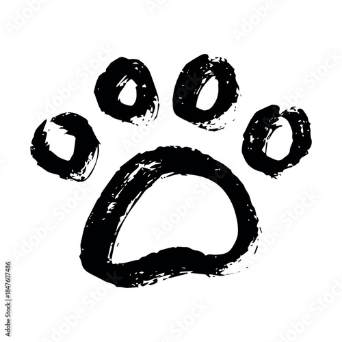Hand drawn cute cat's paw Cat, dog, animal footprint in doodle style Single element for print, web, design, decor, greeting cards, children's prints