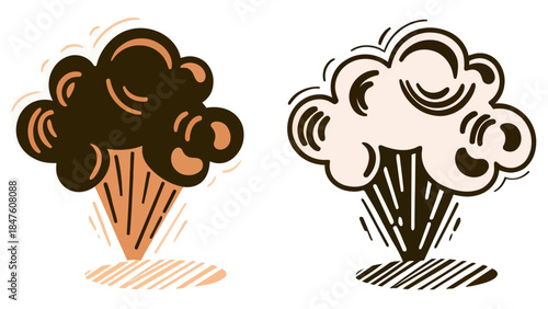 Expressive sketch-style illustration of steam rising, capturing the essence of warmth and aroma with energetic, loose lines. | Editable EPS vectors.