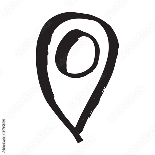 Hand drawn map pin Map marker pointer sign GPS and mapping tools Location pin symbol Pinpoint clipart in doodle style Single element for web, design