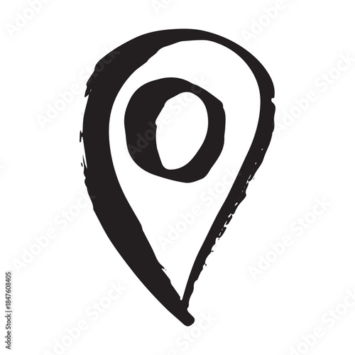 Hand drawn map pin Map marker pointer sign GPS and mapping tools Location pin symbol Pinpoint clipart in doodle style Single element for web, design
