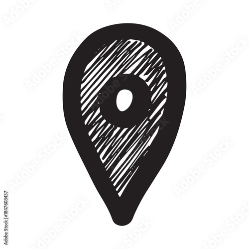 Hand drawn map pin Map marker pointer sign GPS and mapping tools Location pin symbol Pinpoint clipart in doodle style Single element for web, design